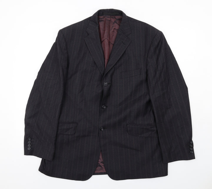 Marks and Spencer Mens Blue Striped Wool Jacket Suit Jacket Size 40 Regular