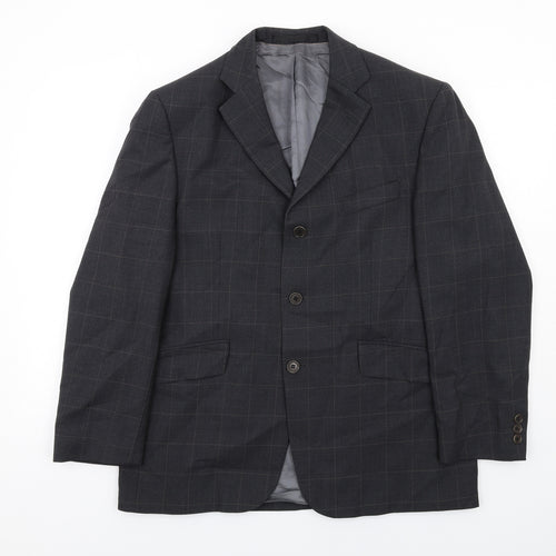 Marks and Spencer Mens Grey Check Wool Jacket Suit Jacket Size 40 Regular