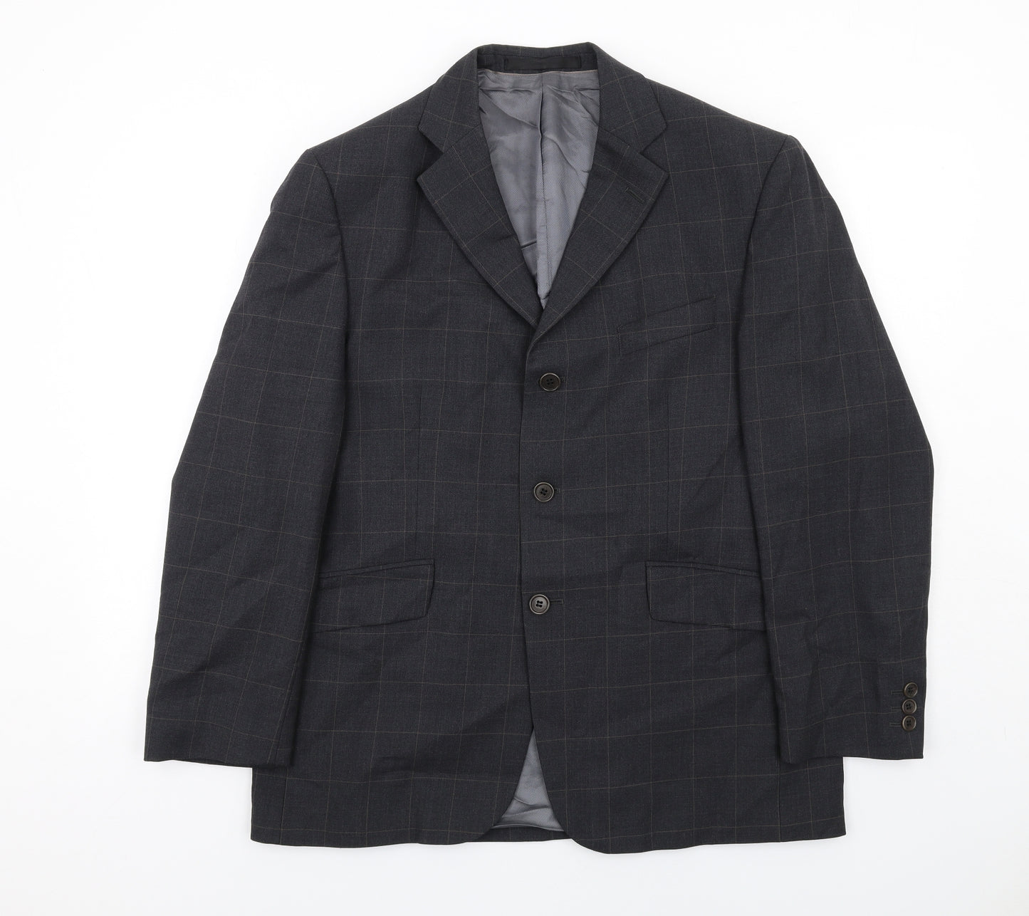 Marks and Spencer Mens Grey Check Wool Jacket Suit Jacket Size 40 Regular