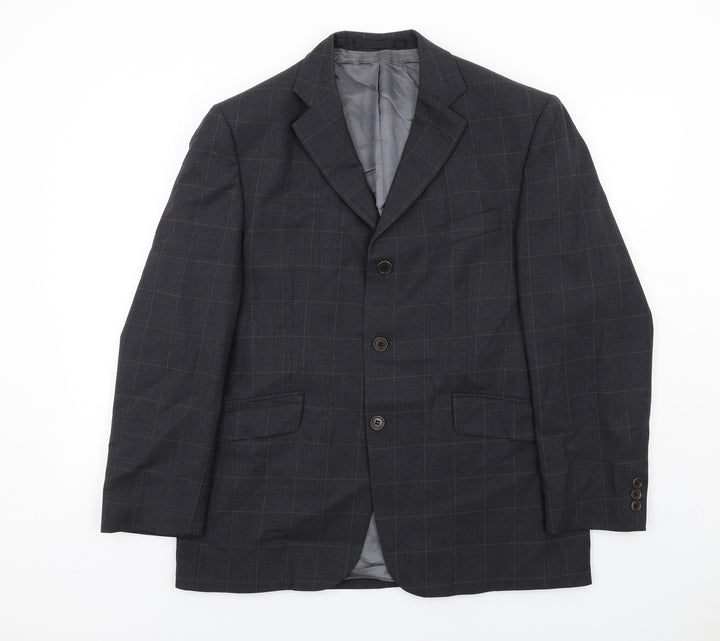 Marks and Spencer Mens Grey Check Wool Jacket Suit Jacket Size 40 Regular