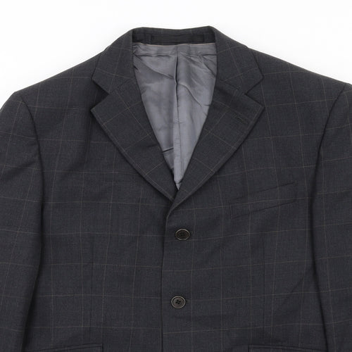 Marks and Spencer Mens Grey Check Wool Jacket Suit Jacket Size 40 Regular