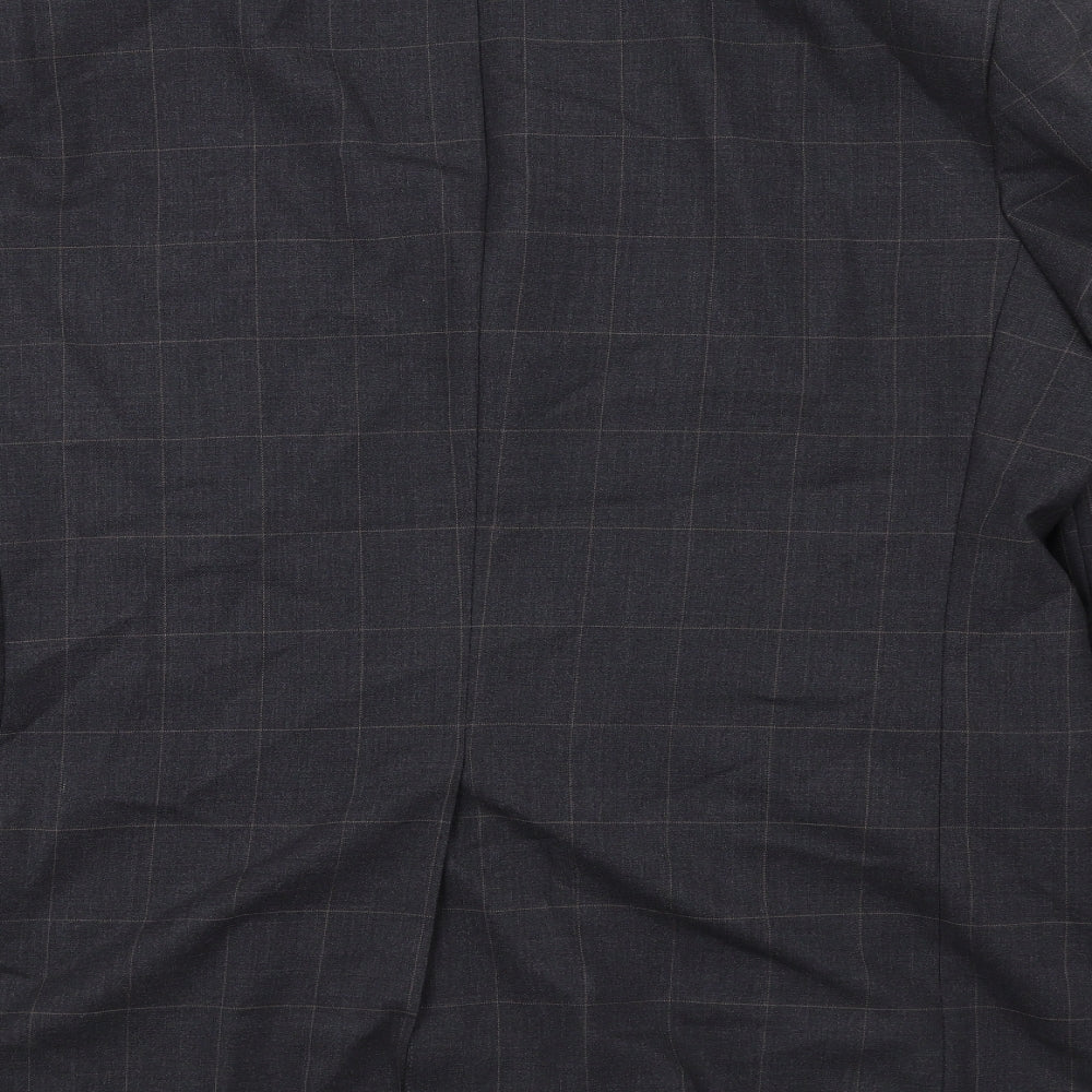 Marks and Spencer Mens Grey Check Wool Jacket Suit Jacket Size 40 Regular