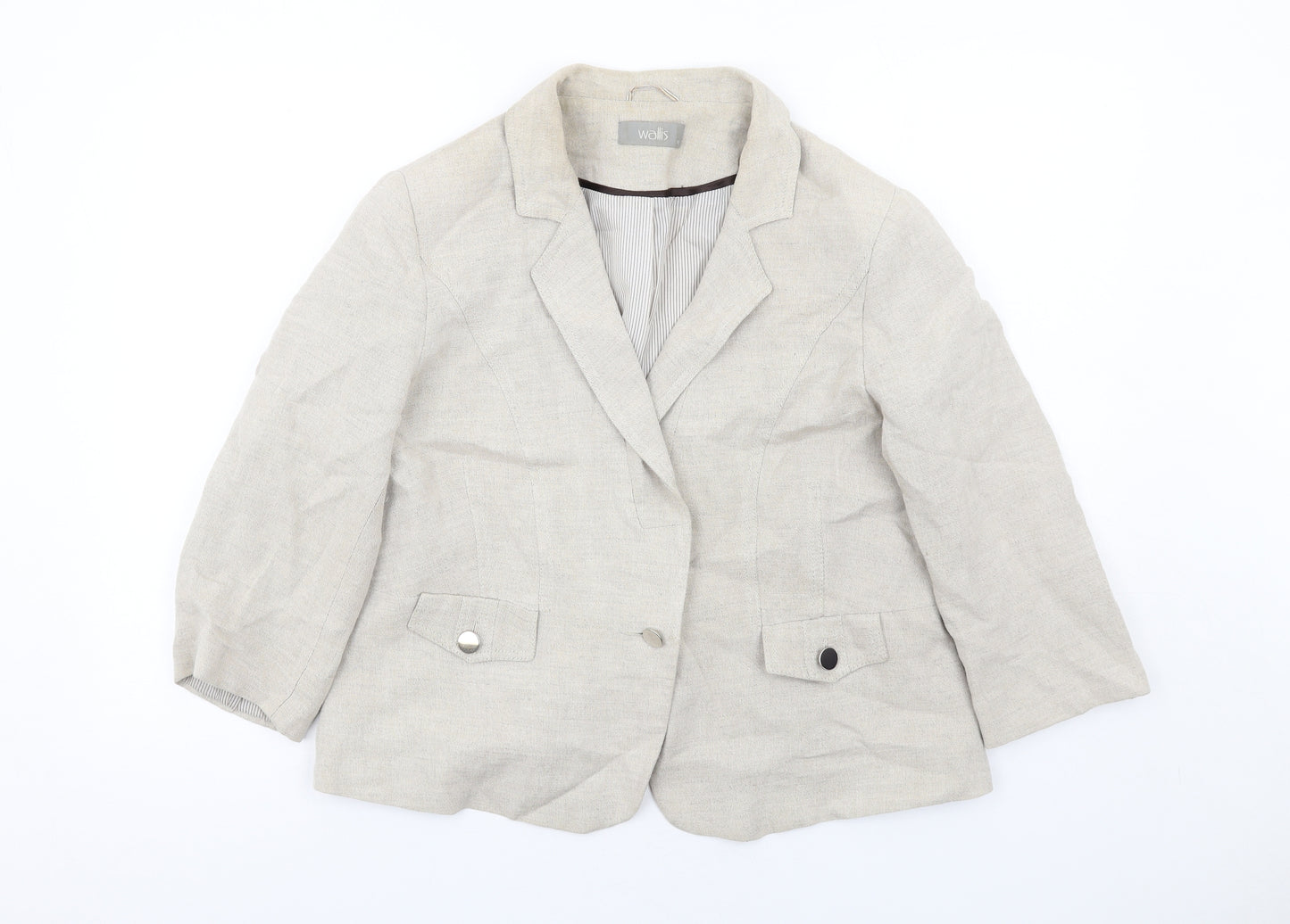 Wallis Womens Beige Jacket Blazer Size 18 Button