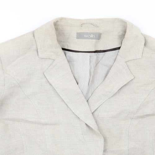 Wallis Womens Beige Jacket Blazer Size 18 Button