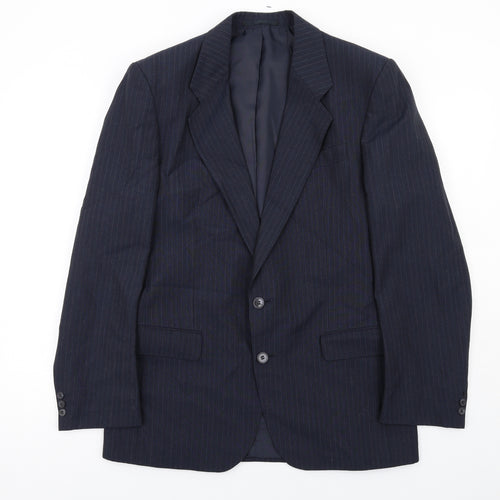 House of Fraser Mens Blue Striped Polyester Jacket Suit Jacket Size 40 Regular