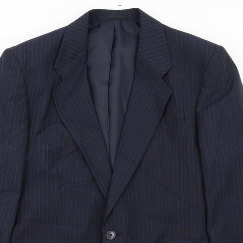 House of Fraser Mens Blue Striped Polyester Jacket Suit Jacket Size 40 Regular