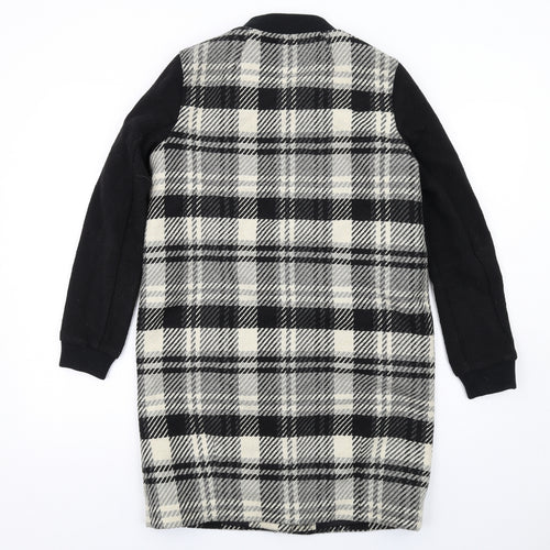 Principles Womens Black Plaid Overcoat Coat Size 8 Snap