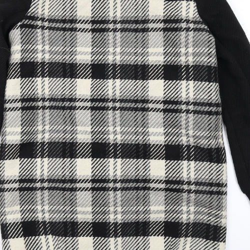 Principles Womens Black Plaid Overcoat Coat Size 8 Snap