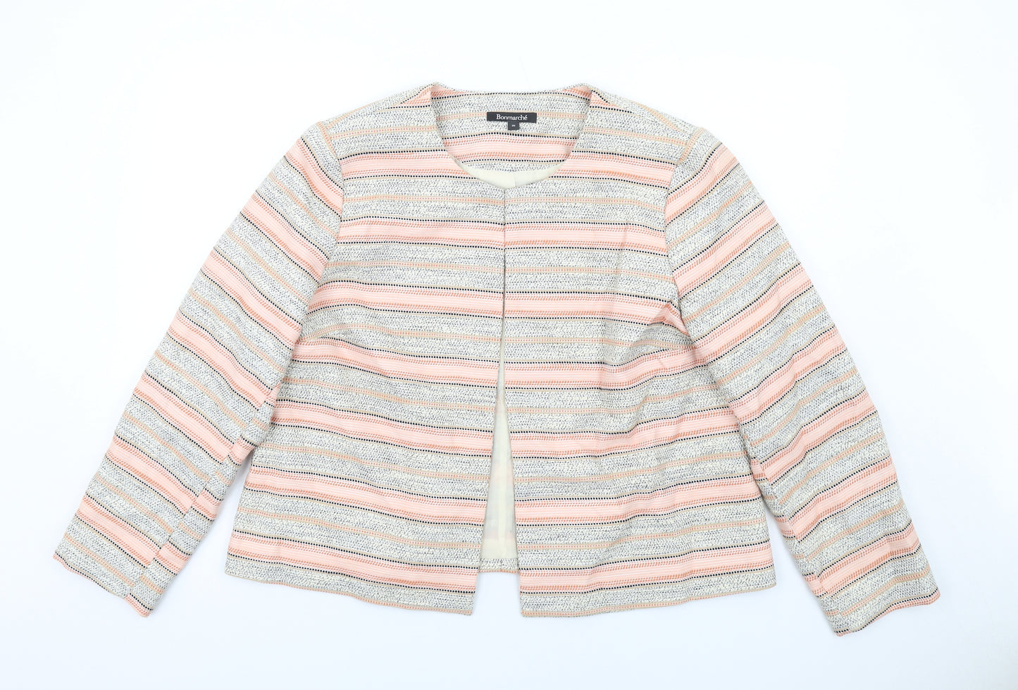 Bonmarché Womens Multicoloured Striped Jacket Blazer Size 20 Hook & Eye
