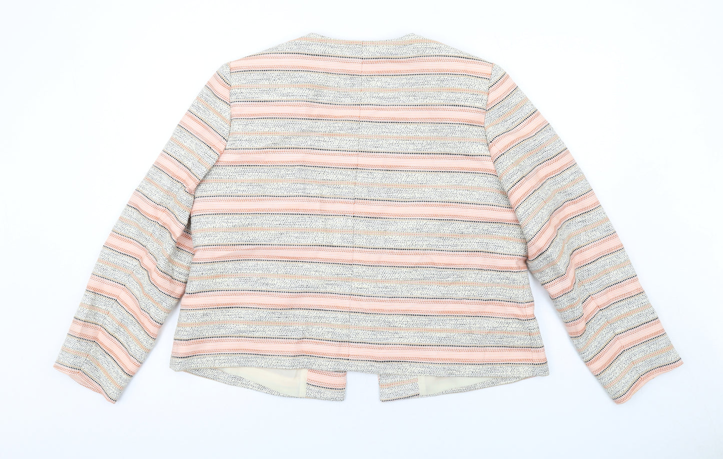 Bonmarché Womens Multicoloured Striped Jacket Blazer Size 20 Hook & Eye