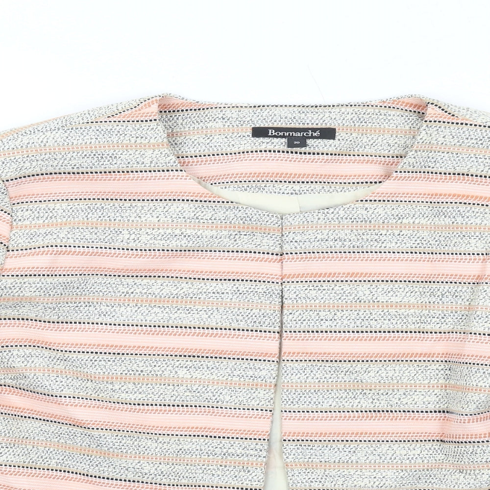 Bonmarché Womens Multicoloured Striped Jacket Blazer Size 20 Hook & Eye