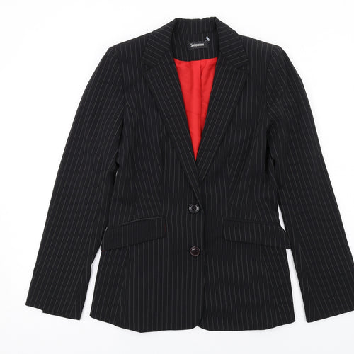 Sinéquanone Womens Black Striped Polyester Jacket Blazer Size 10