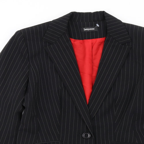 Sinéquanone Womens Black Striped Polyester Jacket Blazer Size 10