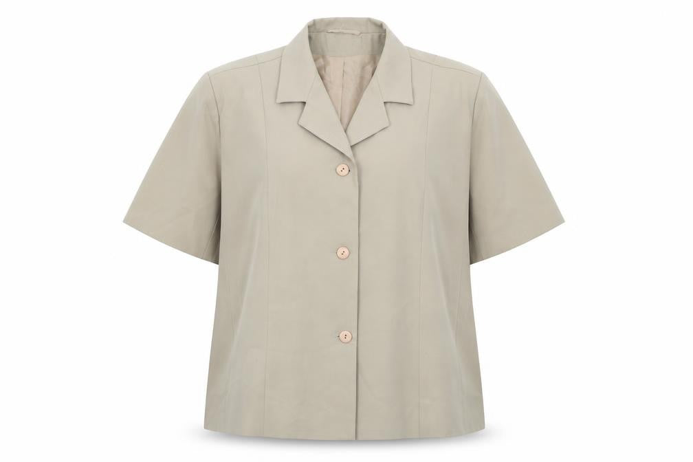 Front view of Slimma women’s green jacket blazer, size UK 26, button