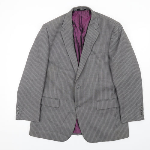 Skopes Mens Grey Striped Wool Jacket Suit Jacket Size 42 Regular