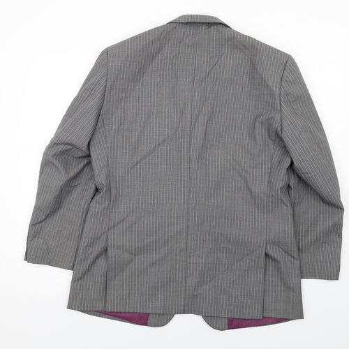 Skopes Mens Grey Striped Wool Jacket Suit Jacket Size 42 Regular