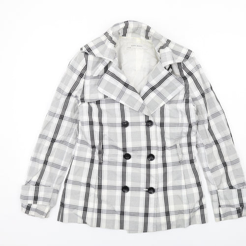Zara Womens White Plaid Jacket Blazer Size L Button