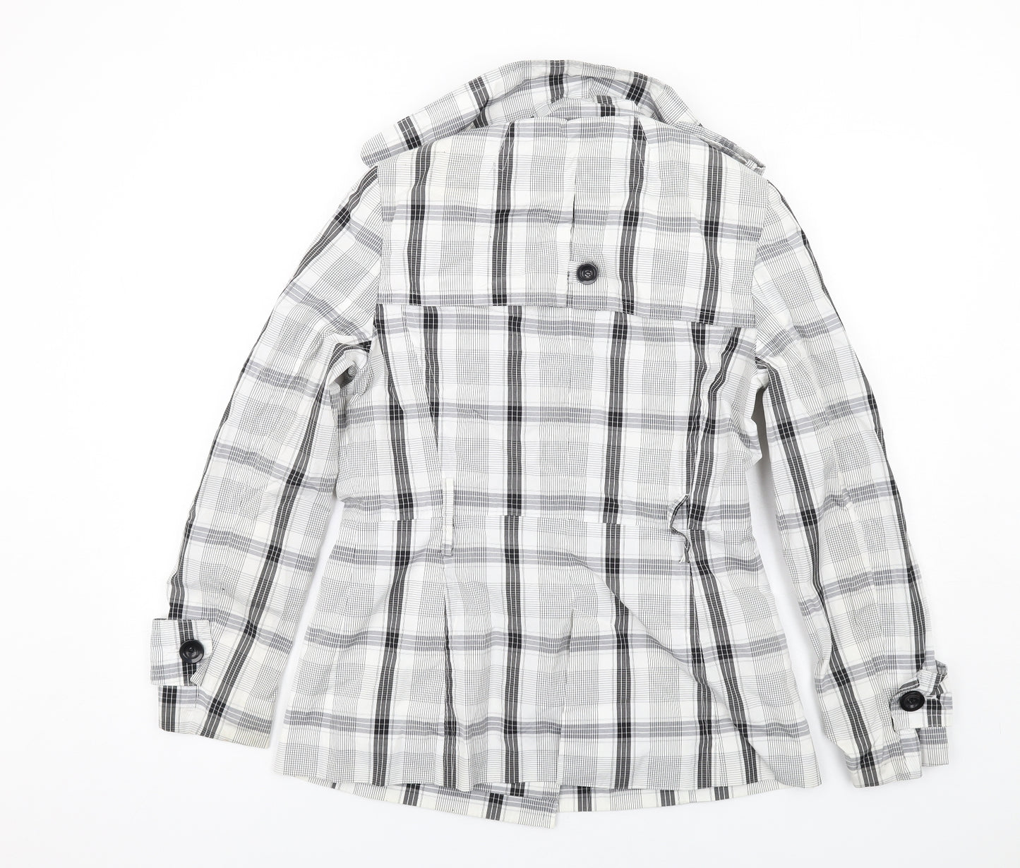 Zara Womens White Plaid Jacket Blazer Size L Button