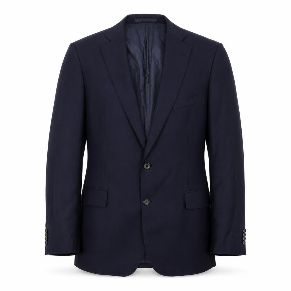 Front view of Marks & Spencer men’s blue wool jacket suit jacket, size 42, regular