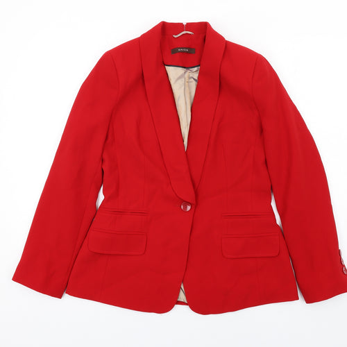 Savoir Womens Red Polyester Jacket Blazer Size 10