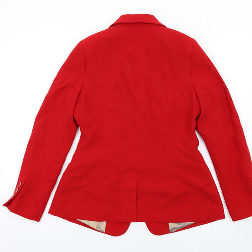 Savoir Womens Red Polyester Jacket Blazer Size 10