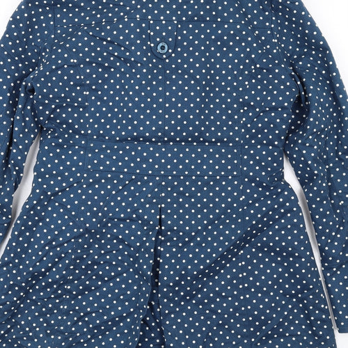 Ness Womens Blue Polka Dot Pea Coat Coat Size 10 Button