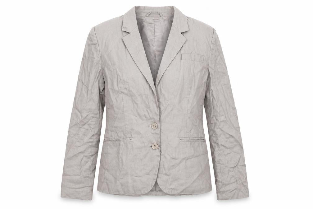 Front view of Great Plains women’s grey linen jacket blazer, size XS