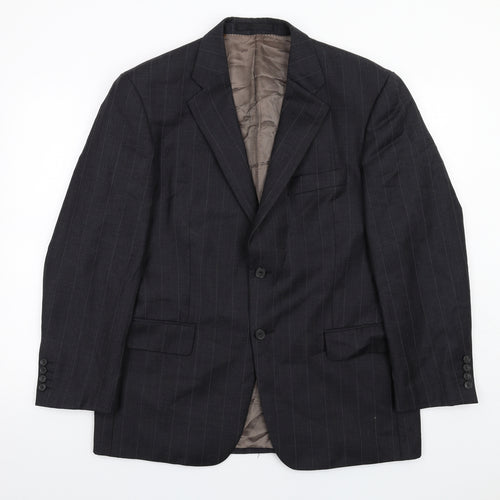 Marks and Spencer Mens Grey Striped Wool Jacket Suit Jacket Size 40 Regular