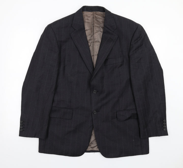 Marks and Spencer Mens Grey Striped Wool Jacket Suit Jacket Size 40 Regular