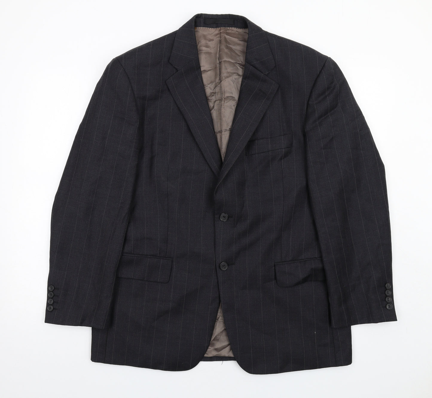 Marks and Spencer Mens Grey Striped Wool Jacket Suit Jacket Size 40 Regular