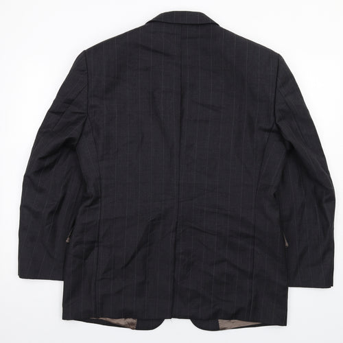 Marks and Spencer Mens Grey Striped Wool Jacket Suit Jacket Size 40 Regular