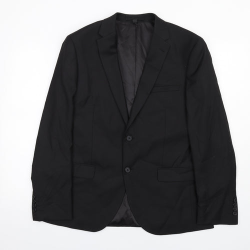 Marks and Spencer Mens Black Polyester Jacket Suit Jacket Size 42 Regular