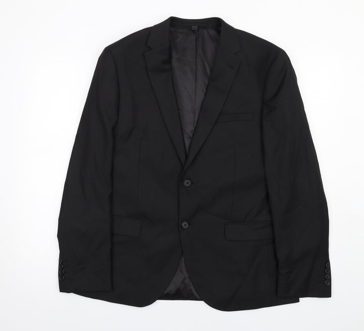 Marks and Spencer Mens Black Polyester Jacket Suit Jacket Size 42 Regular