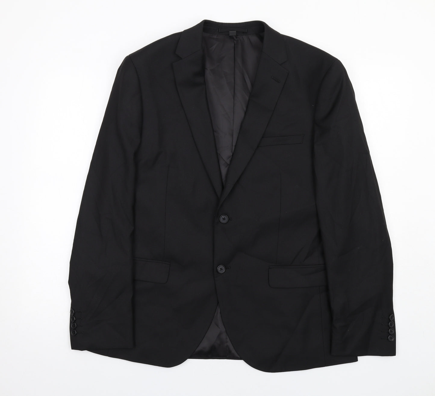 Marks and Spencer Mens Black Polyester Jacket Suit Jacket Size 42 Regular