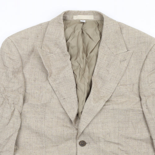 Marks and Spencer Mens Beige Linen Jacket Suit Jacket Size 38 Regular