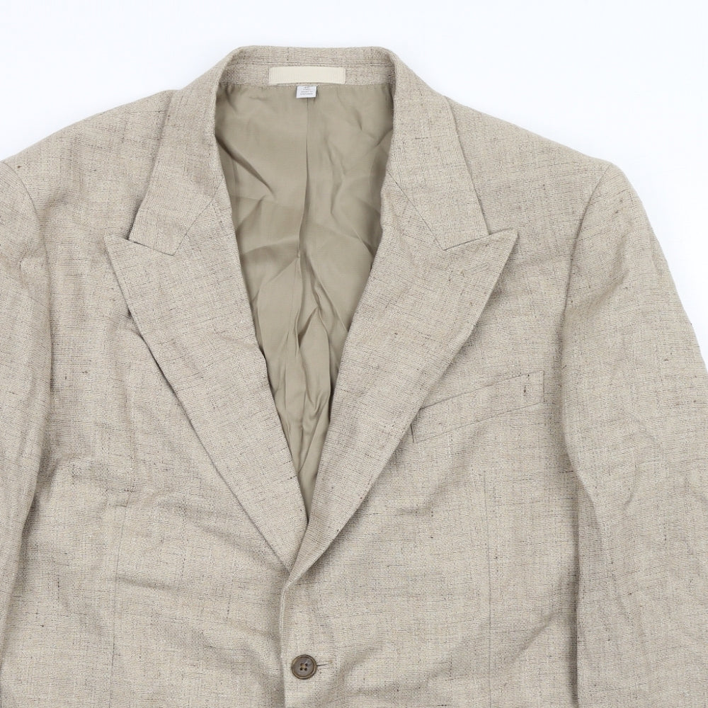 Marks and Spencer Mens Beige Linen Jacket Blazer Size 46 Regular