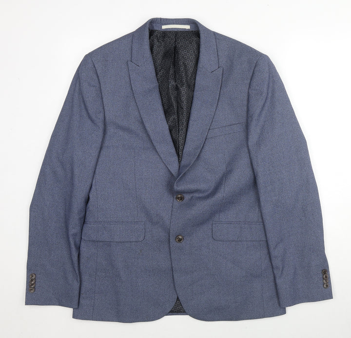Burton Mens Blue Polyester Jacket Suit Jacket Size 40 Regular