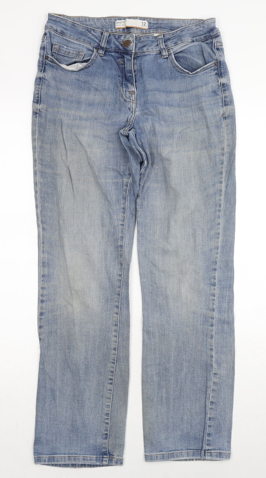 NEXT Womens Blue Cotton Straight Jeans Size 12 L30 in Regular Zip