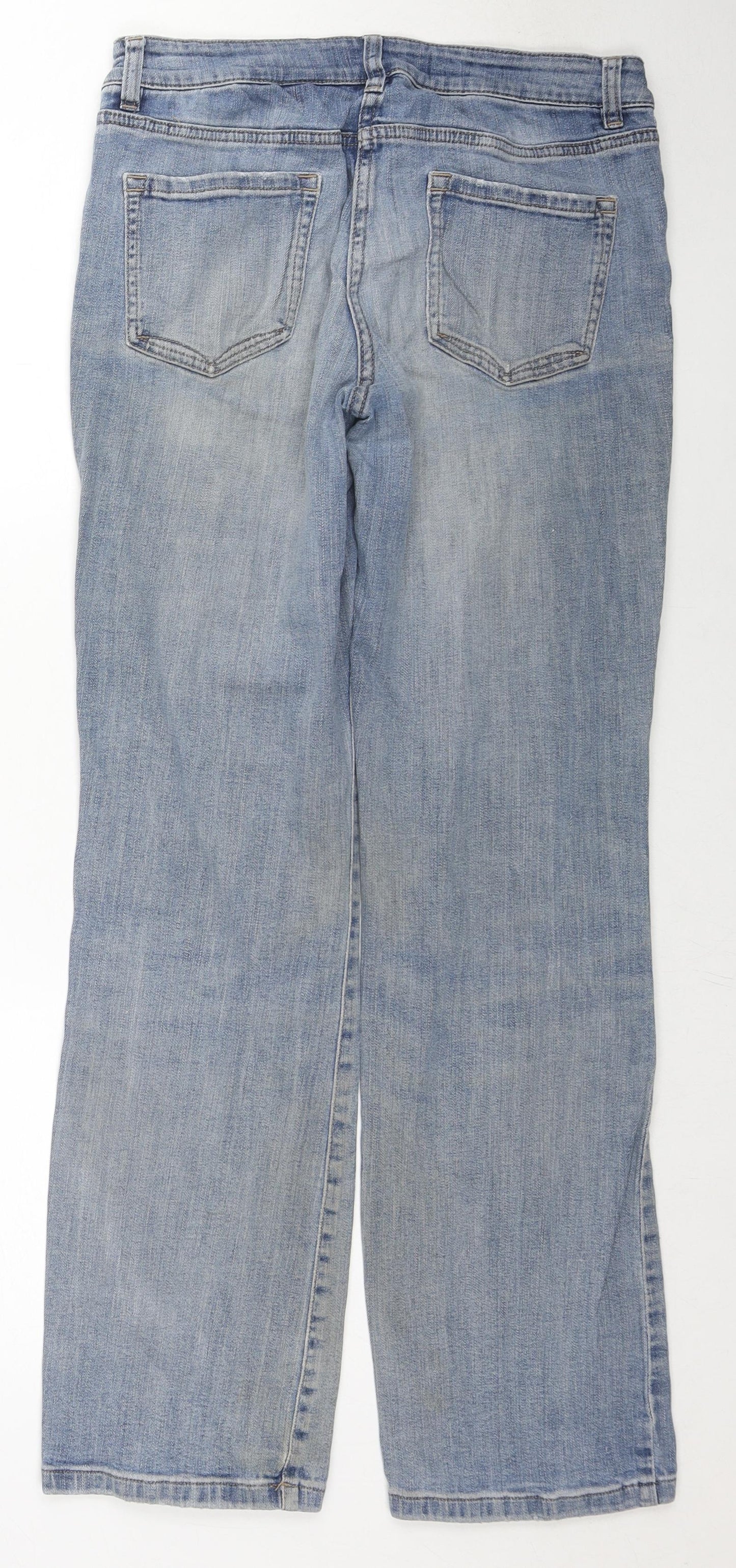 NEXT Womens Blue Cotton Straight Jeans Size 12 L30 in Regular Zip