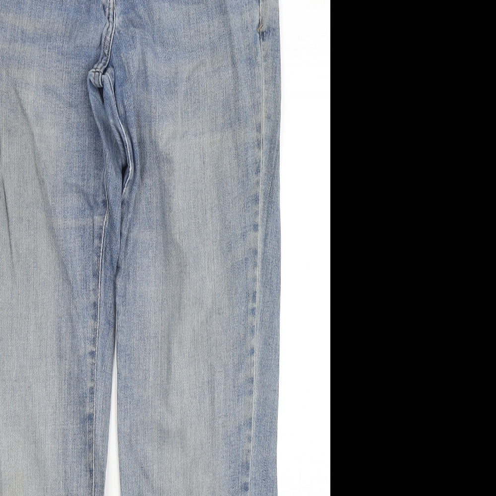 NEXT Womens Blue Cotton Straight Jeans Size 12 L30 in Regular Zip