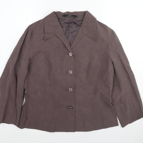 St Michael Womens Brown Jacket Blazer Size 14 Button