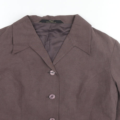 St Michael Womens Brown Jacket Blazer Size 14 Button