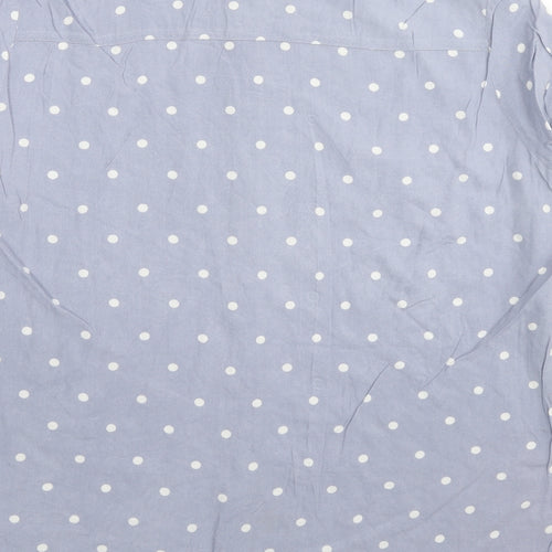 H&M Womens Blue Polka Dot Viscose Basic Button-Up Size 12 Collared