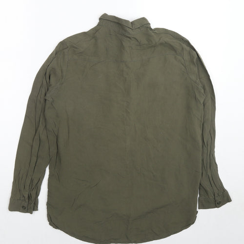 H&M Womens Green Viscose Basic Button-Up Size 6 Collared
