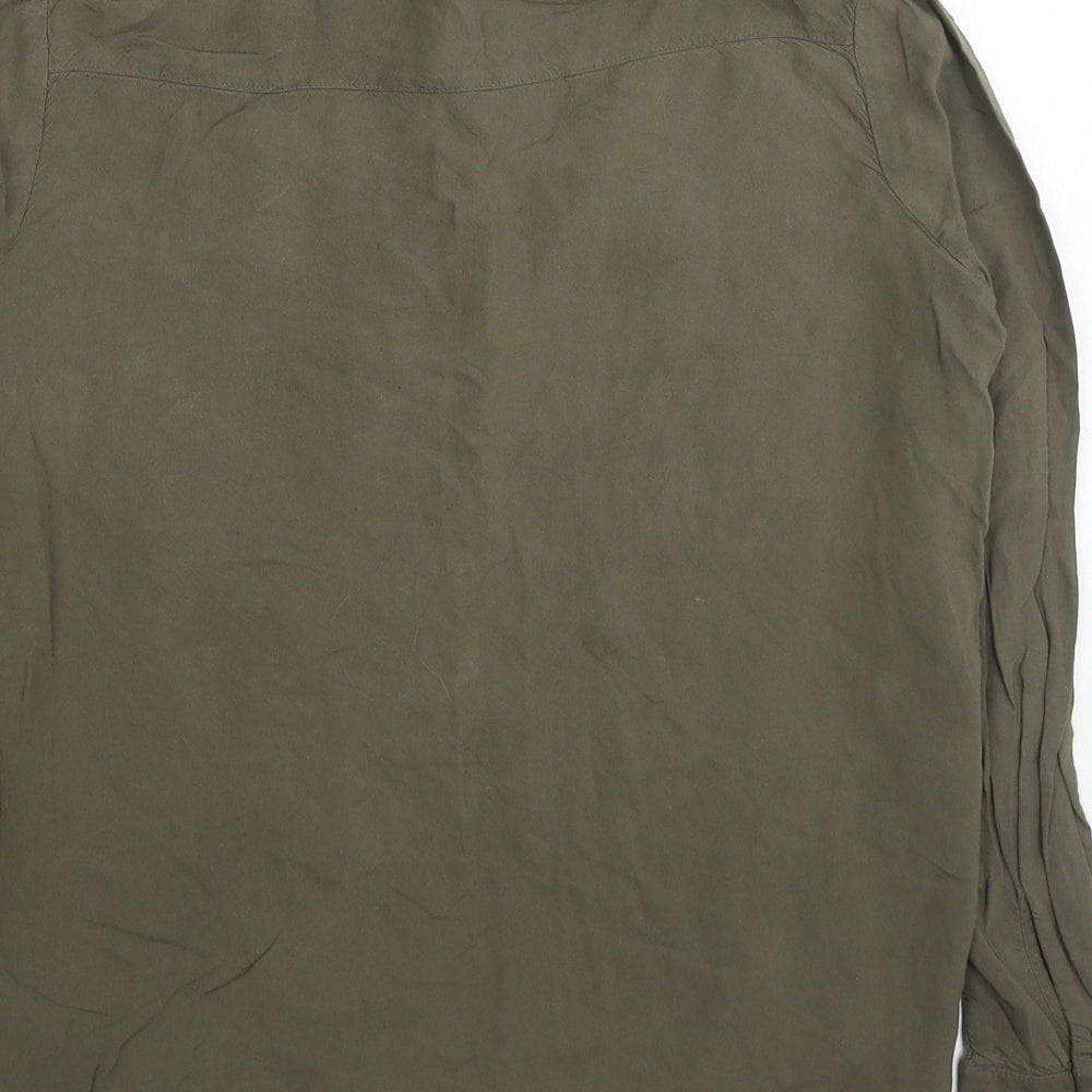 H&M Womens Green Viscose Basic Button-Up Size 6 Collared