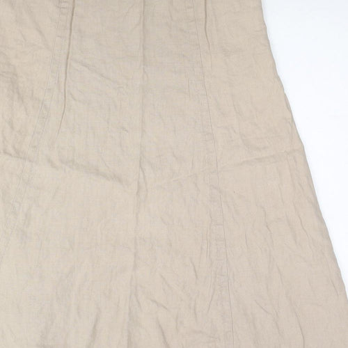 H&M Womens Beige Linen Swing Skirt Size 10 Zip