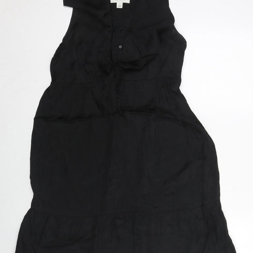 Country Road Womens Black Viscose Fit & Flare Size S V-Neck Button - Frill