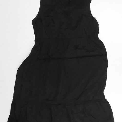 Country Road Womens Black Viscose Fit & Flare Size S V-Neck Button - Frill