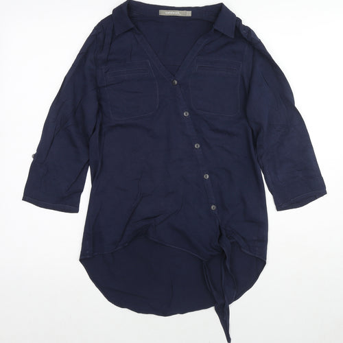 Sandwich Womens Blue Viscose Basic Button-Up Size 6 Collared - Knot Front