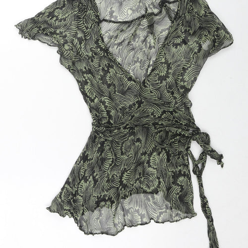 NEXT Womens Green Geometric Polyester Basic Blouse Size 12 Scoop Neck